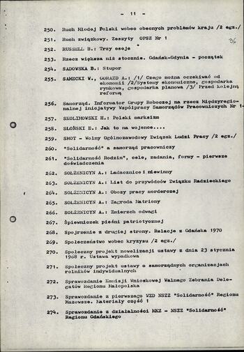 Wykaz literatury wydanej poza cenzurą przez NSZZ "S" oraz inne wydawnictwa