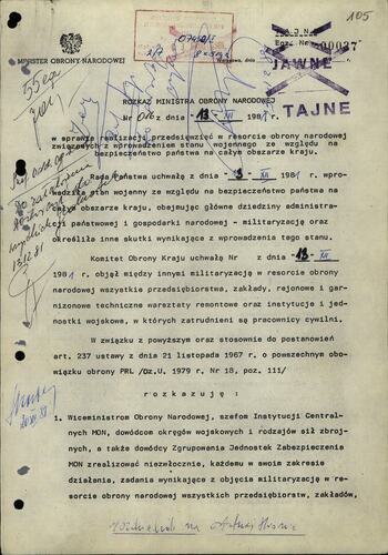 Rozkaz MON z 13.12.1981