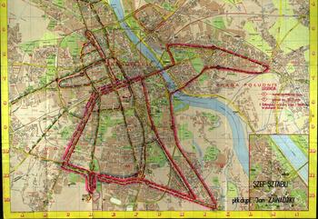 Plan demonstracyjnego patrolowania Warszawy w dniu 16.12.1981 (mapa