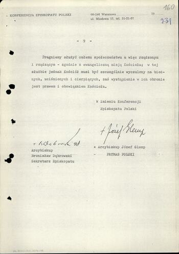 List konferencji Plenarnej Episkopatu Polski 30.09.1982