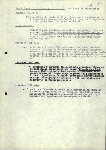 Nielegalne organizacje i grupy ujawnione i zlikwidowane przez jednostki resortu MSW w okresie obowiązywania stanu wojennego