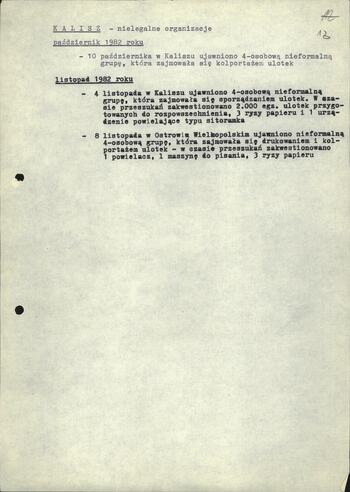 Nielegalne organizacje i grupy ujawnione i zlikwidowane przez jednostki resortu MSW w okresie obowiązywania stanu wojennego