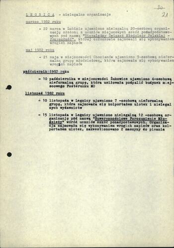 Nielegalne organizacje i grupy ujawnione i zlikwidowane przez jednostki resortu MSW w okresie obowiązywania stanu wojennego