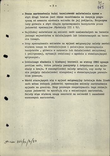 Informacja dot. Wyjazdów emigracyjnych osób internowanych 27.12.1982