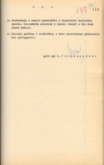 Informacja dot. zabezpieczenia kościołów w dn. 24.03.1968