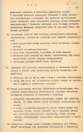 Informacja o nastrojach w Gdańsku w dn. 15.03.1968 r. cz.2z3