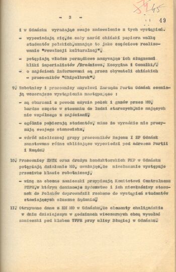 Informacja o nastrojach w Gdańsku w dn. 15.03.1968 r. cz.3z3