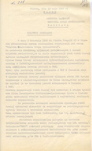 Meldunek dot. Gdańskiej Młodzieżowej Grupy Wywiadowczej