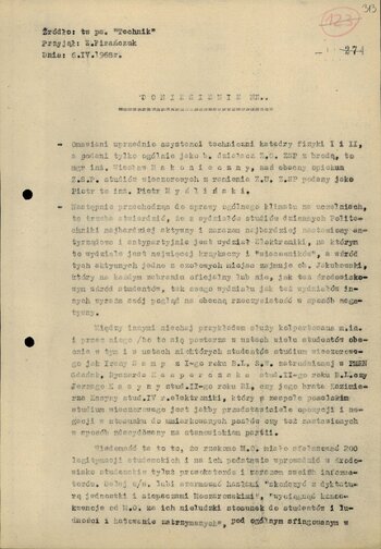 Doniesienia tajnego współpracownika