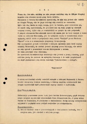 Doniesienia tajnego współpracownika ps. "Dąbrowski" z kwietnia 1968 r.