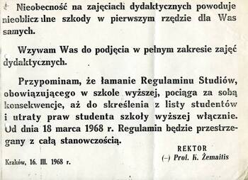 Apel Rektora AGH do studentów (Kraków)