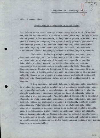 Informacja Departamentu II MSW zdn. 10.03.1968 r.