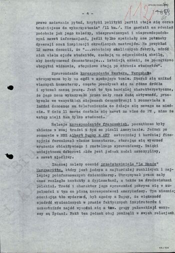 Informacja Departamentu II MSW z dn. 15.03.1968 r.