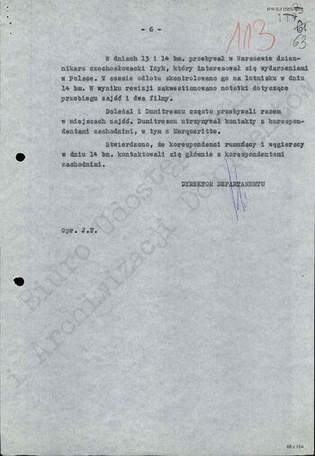 Informacja Departamentu II MSW z dn. 15.03.1968 r.