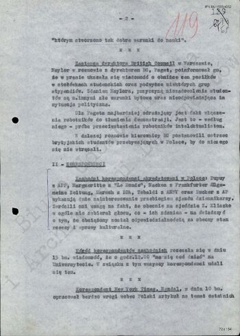 Informacja Departamentu II MSW z dn. 15.03.1968 r