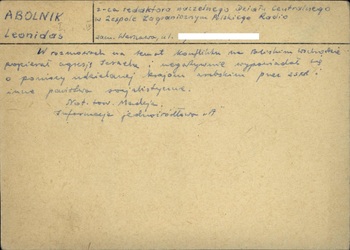 Przykładowe karty z kartoteki "Osoby o postawach prożydowskich”