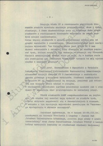 Notatka Departamentu III MSW z dn. 01.04.1968 r.