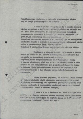 Notatka Departamentu III MSW z dn. 05.04.1968 r.