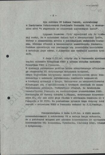 Notatka Departamentu III MSW z dn. 08.04.1968 r.