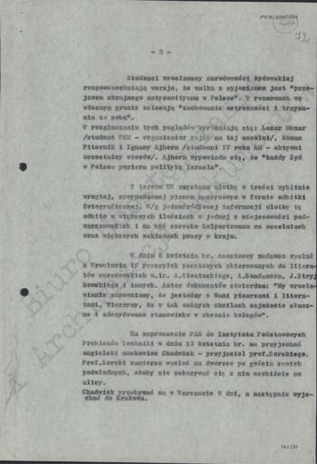 Notatka Departamentu III MSW z dn. 10.04.1968 r.