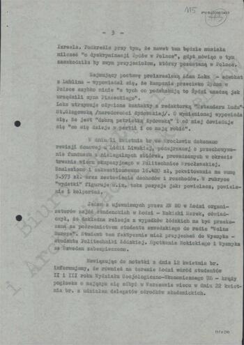 Notatka Departamentu III MSW z dn. 13.04.1968 r.