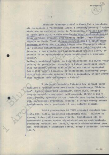 Notatka Departamentu III MSW z dn. 16.04.1968 r.