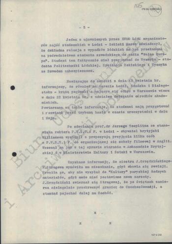 Notatka Departamentu III MSW z dn. 16.04.1968 r.