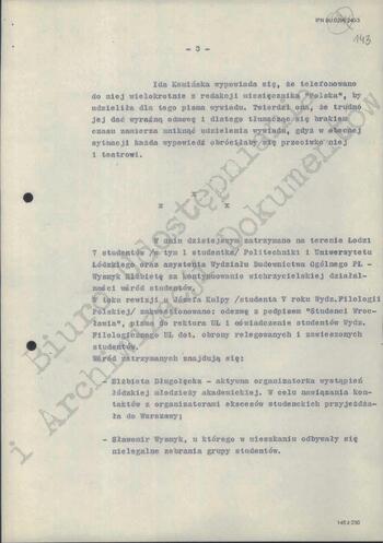 Notatka Departamentu III MSW z dn. 18.04.1968 r.