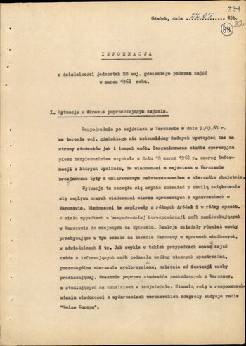 Informacja opisująca działania jednostek Milicji Obywatelskiej