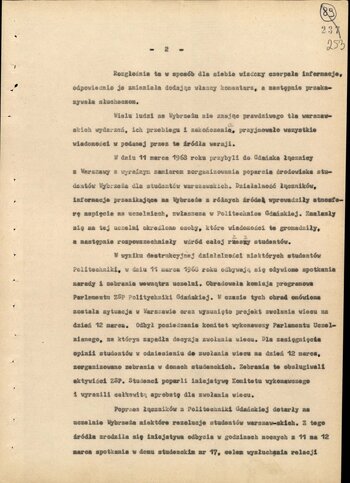 Informacja opisująca działania jednostek Milicji Obywatelskiej