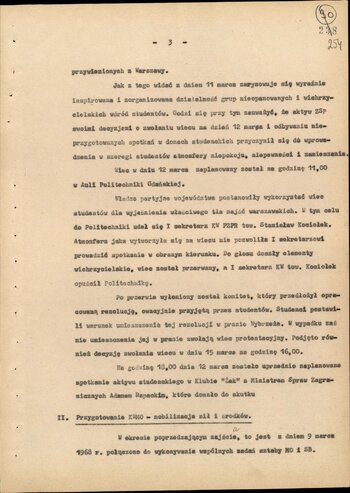 Informacja opisująca działania jednostek Milicji Obywatelskiej