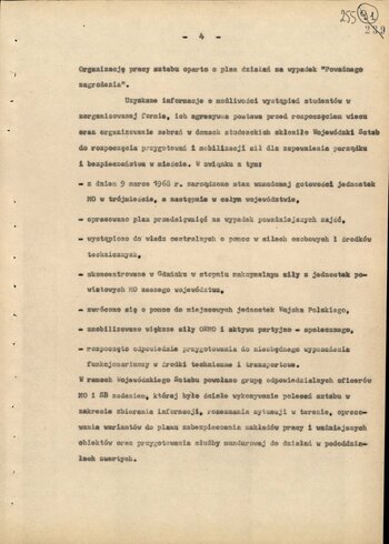 Informacja opisująca działania jednostek Milicji Obywatelskiej