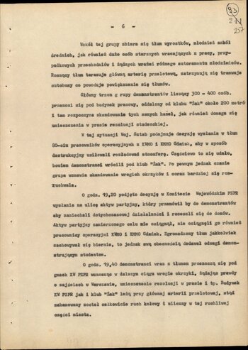 Informacja opisująca działania jednostek Milicji Obywatelskiej