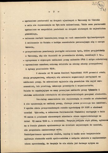 Informacja opisująca działania jednostek Milicji Obywatelskiej