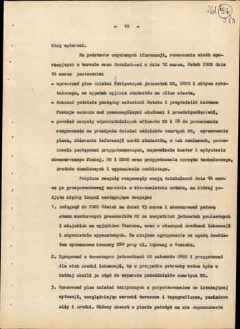 Informacja opisująca działania jednostek Milicji Obywatelskiej