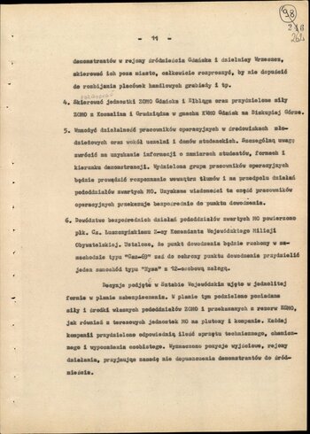 Informacja opisująca działania jednostek Milicji Obywatelskiej