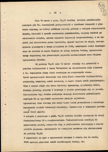 Informacja opisująca działania jednostek Milicji Obywatelskiej