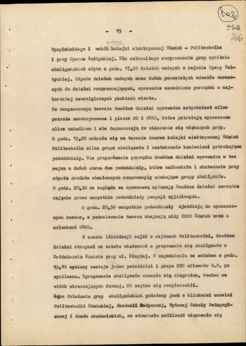 Informacja opisująca działania jednostek Milicji Obywatelskiej