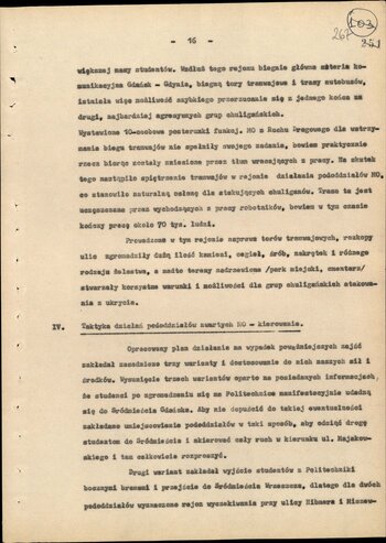 Informacja opisująca działania jednostek Milicji Obywatelskiej