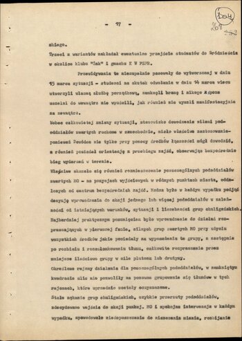 Informacja opisująca działania jednostek Milicji Obywatelskiej