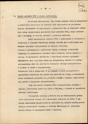 Informacja opisująca działania jednostek Milicji Obywatelskiej