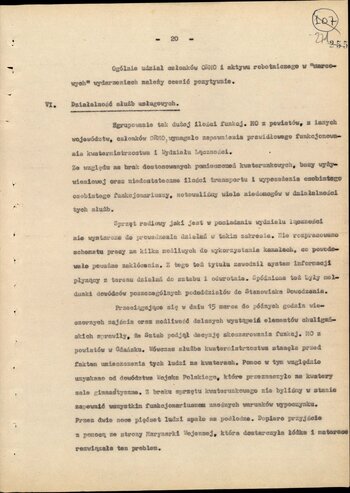 Informacja opisująca działania jednostek Milicji Obywatelskiej