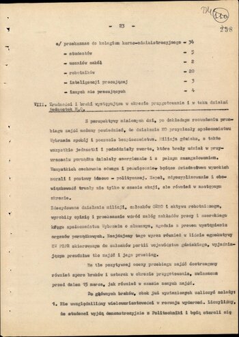 Informacja opisująca działania jednostek Milicji Obywatelskiej