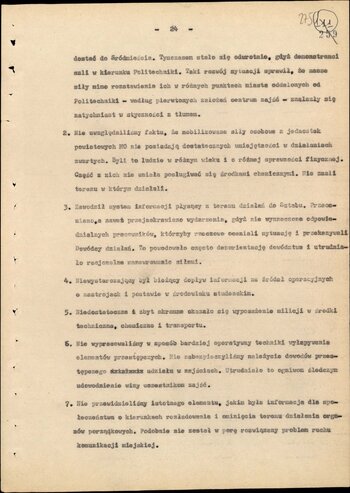 Informacja opisująca działania jednostek Milicji Obywatelskiej