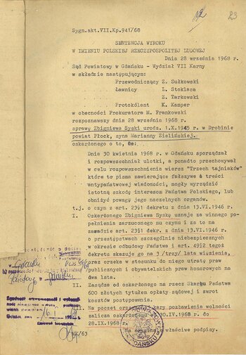 Sentencja wyroków sądów powiatowego i wojewódzkiego