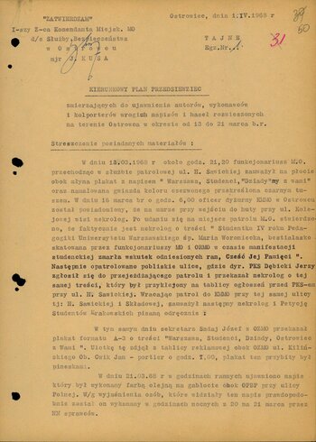 Sprawa obiektowa dot. ujawnienia autorów i kolporterów nielegalnych ulotek, plakatów i petycji