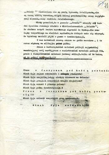 Odezwa studentów Krakowa do mieszkańców miasta