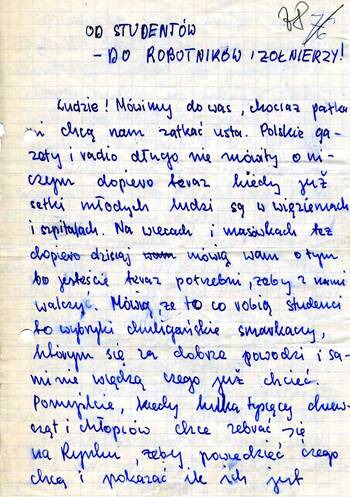 Wiersz nieznanego autora dotyczący wydarzeń marcowych