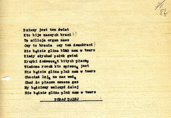 Kopia skróconego opisu przebiegu wydarzeń marcowych w stolicy autorstwa studentów Warszawy