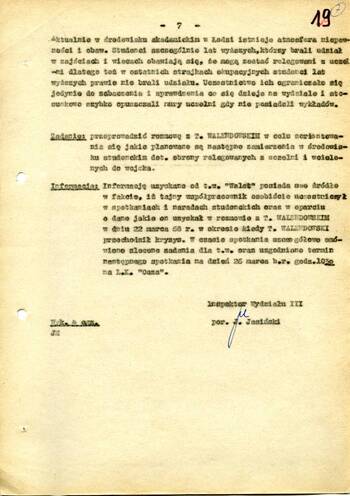 Doniesienie TW "Walet" z dn. 23.03.1968 r.